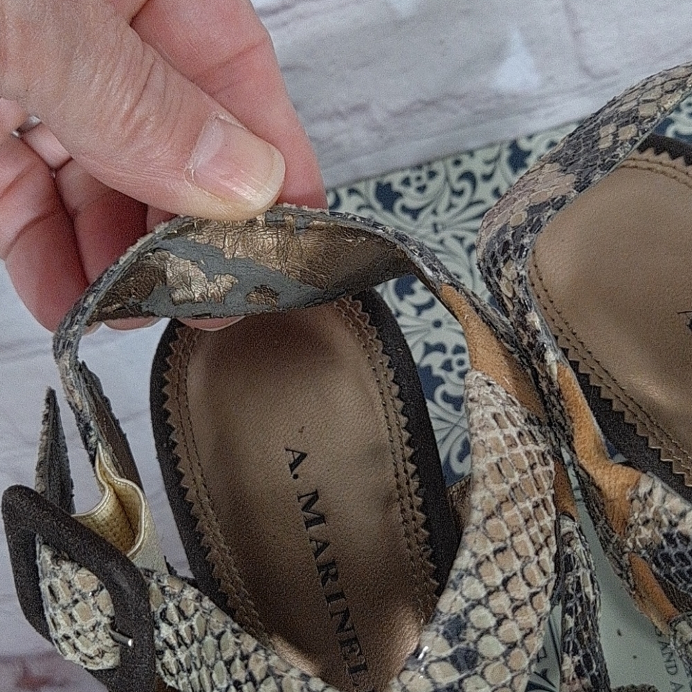 A. Marinelli Natural Roll Snakeskin Sandals - Picture 7 of 10